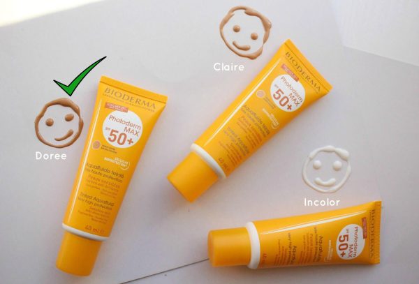 کرم ضد آفتاب رنگ طلایی فتودرم مکس آکوا فلوئید بایودرما SPF50+ رنگ بندی مختلف