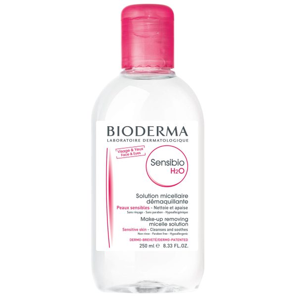 تصویر بطری محلول پاک کننده پوست سنسیبیو H2O بایودرما 250ml
