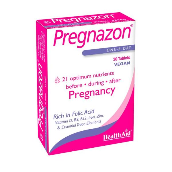 قرص غنی از اسیدفولیک مناسب قبل و حین بارداری و بعد زایمان پرگنازون هلث اید 30 عددی