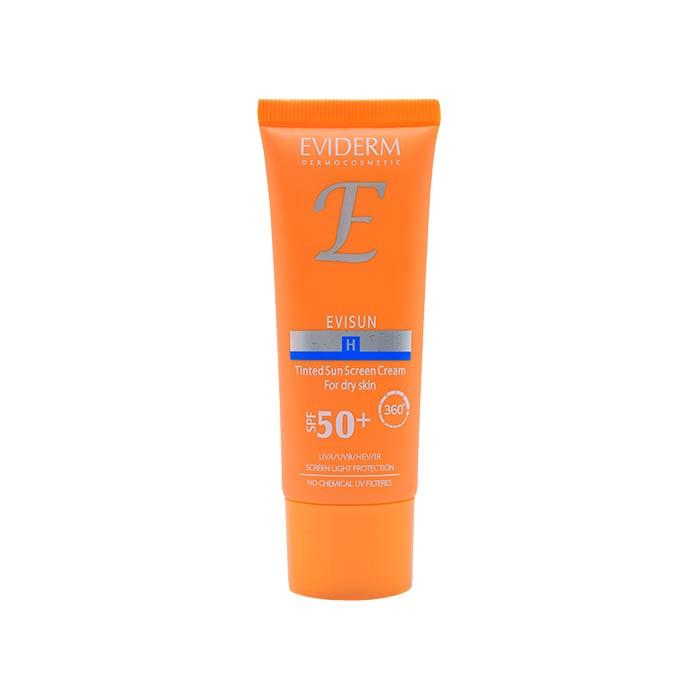 Eviderm-Evisun-SPF50-Dry-Skin-Light-40ml کرم ضد آفتاب رنگی بژ روشن پوست خشک اوی سان اویدرم SPF50+