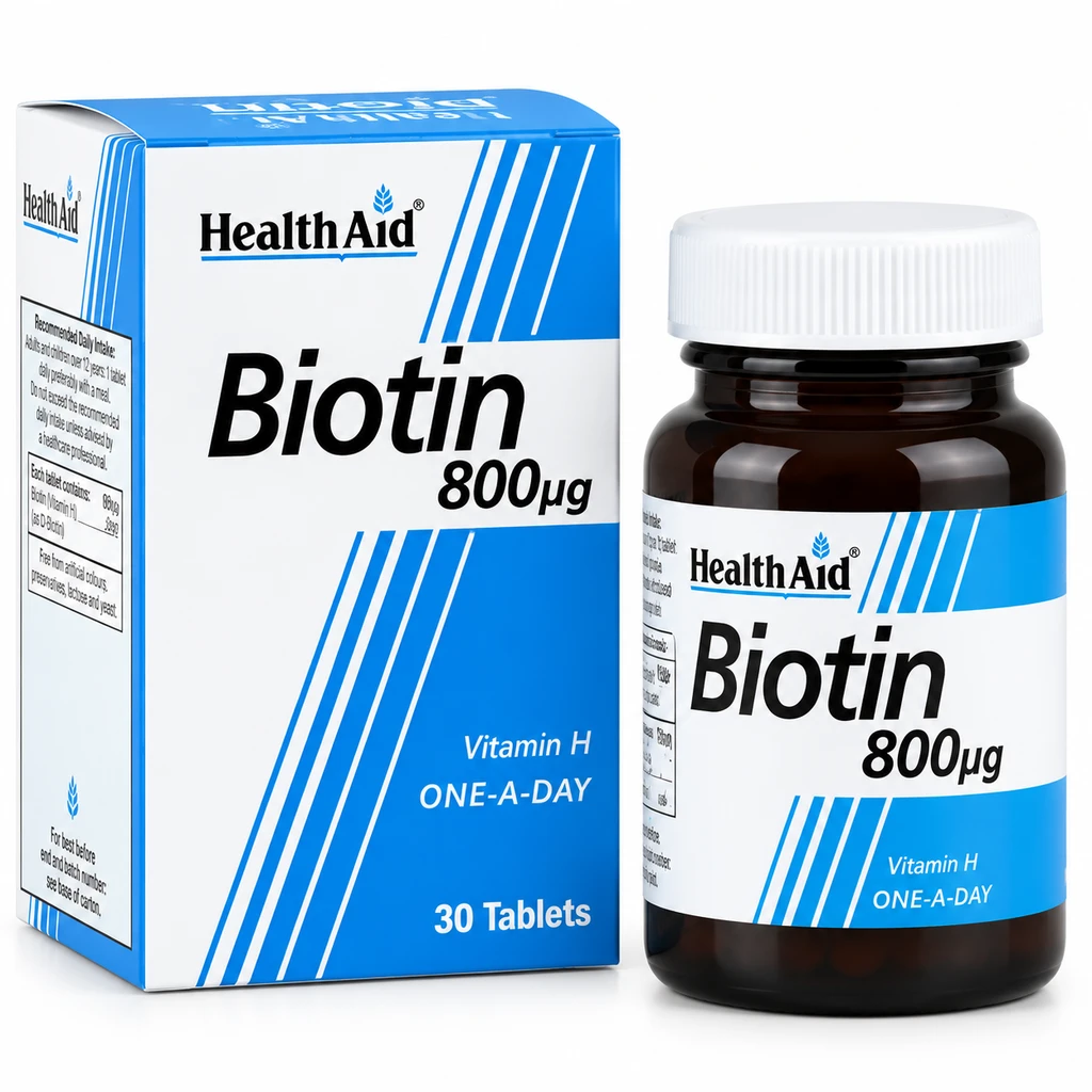 Biotin 800 mcg قرص بیوتین 800 میکروگرم هلث اید 30 عددی