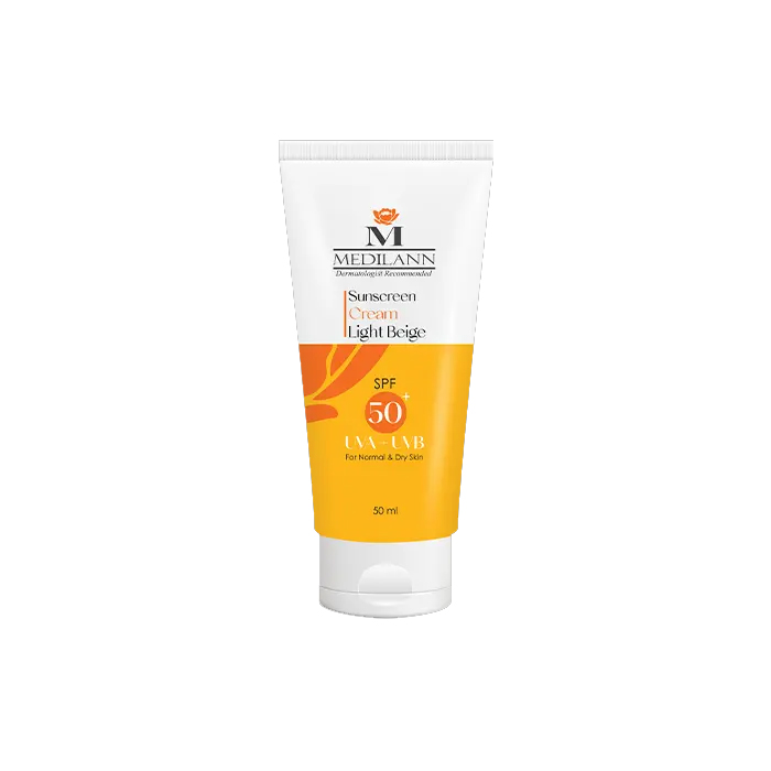 کرم ضد آفتاب رنگی SPF50 مناسب پوست های معمولی و خشک مدیلن کرم ضد آفتاب رنگی SPF50 مناسب پوست های معمولی و خشک مدیلن