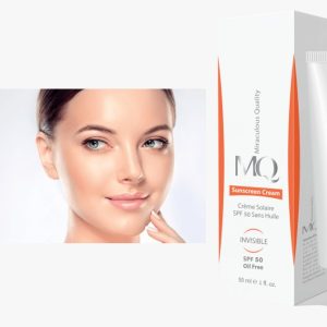 کرم ضد آفتاب بی رنگ پوست چرب فاقد چربی ام کیو SPF50 55ml
