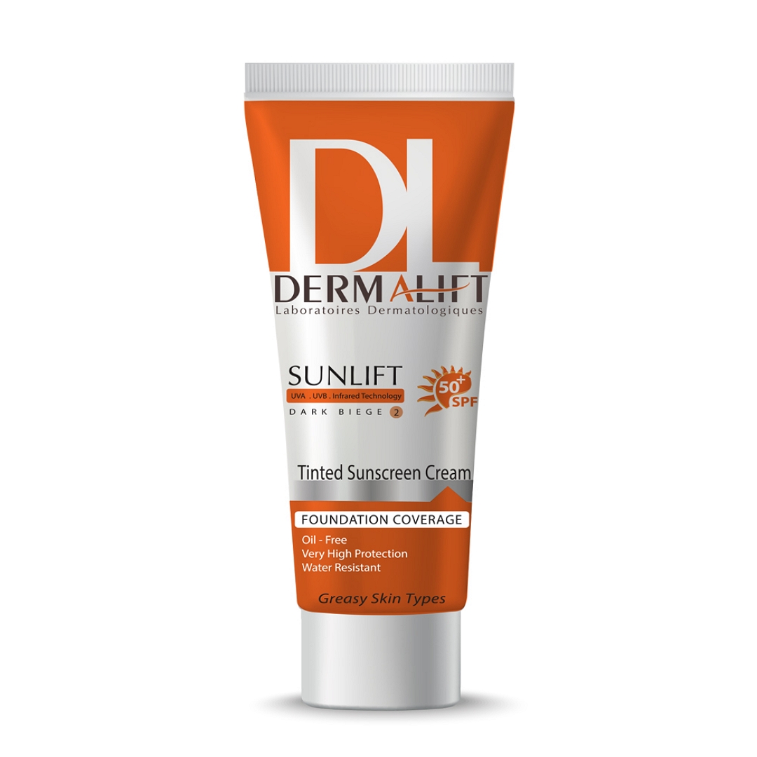 dermalift-sunlift-oil-free-cream-no.2-spf50+ کرم ضد آفتاب سان لیفت فاقد چربی بژ روشن درما لیفت SPF50+