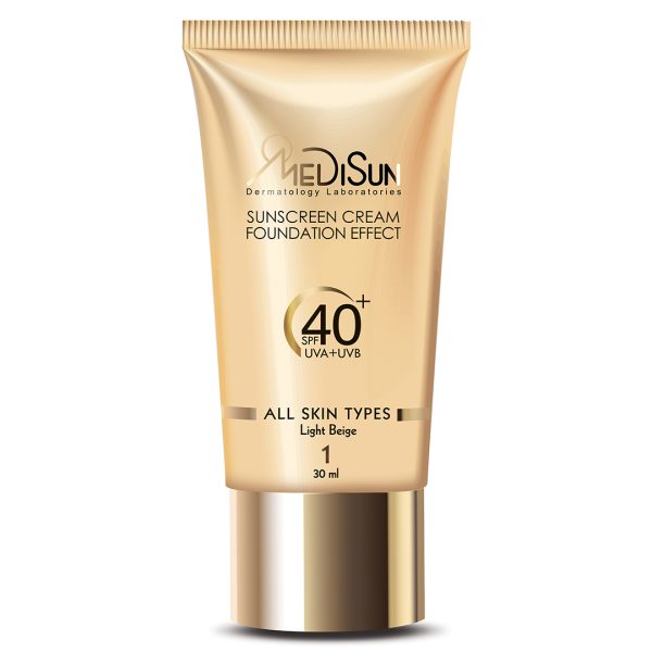 کرم ضد آفتاب با کرم پودر بژ روشن مدیسان SPF40+