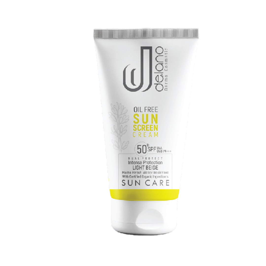 delano-sunscreen-cream-oil-free-l-b-50ml کرم ضد آفتاب بژ روشن پوست چرب و مستعد جوش و آکنه فاقد چربی دلانو SPF50+