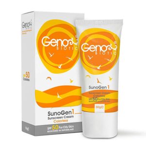 کرم ضدآفتاب بی رنگ پوست چرب Sunogen ژنوبایوتیک SPF50 50gr