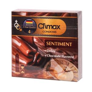 کاندوم تاخیری روان کننده با اسانس شکلات مدل سنتیمنت کلایمکس ۳ عددی