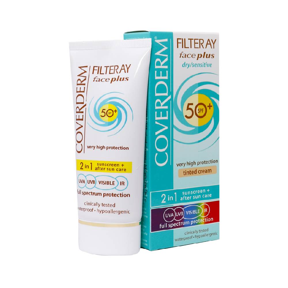CoverDerm Sinscreen Dry-Sensitive SPF50+ L B50ml کرم ضدآفتاب پوست خشک و حساس کاوردرم رنگ بژ روشن 50 میلی لیتر