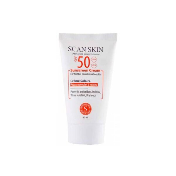 کرم ضد آفتاب بی رنگ SPF50 پوست نرمال تا مختلط اسکن اسکین 40 میلی لیتر