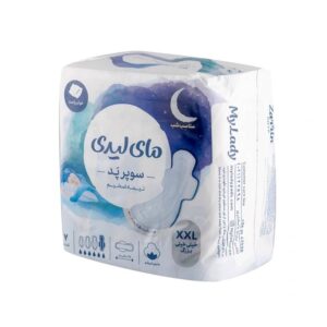 نوار بهداشتی سوپر پد نیمه ضخیم شب ابریشمی سایز خیلی خیلی بزرگ مای لیدی 7 عددی