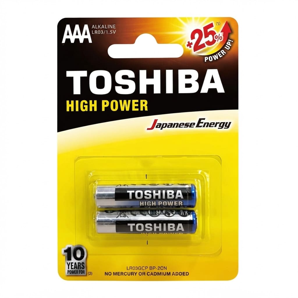 Toshiba High Power LR03 AAA No.2 باتری نیم قلمی مدل های پاور توشیبا 2 عددی