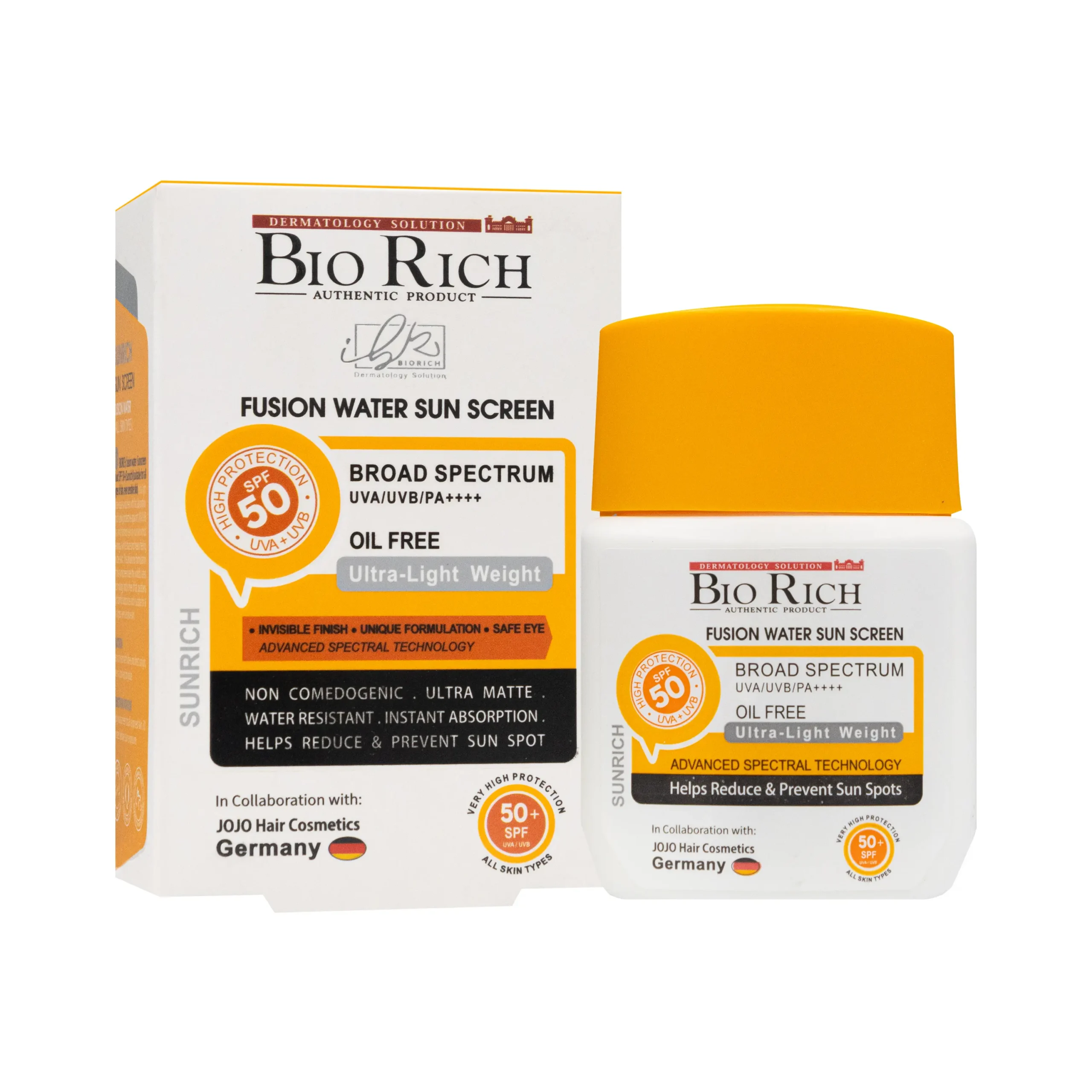 Bio Rich Fusion Water Sunscreen SPF50+ 50ml فلوئید ضد آفتاب فیوژن واتر SPF50 بی رنگ فاقد چربی سان ریچ بایوریچ 50 میلی لیتر