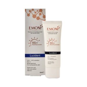 کرم ضد آفتاب لوسیدنت SPF50 بی رنگ مناسب پوست معمولی تا خشک امونی 50 میلی لیتر
