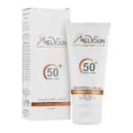 کرم ضد آفتاب +SPF50 مناسب پوست معمولی و چرب بی رنگ مدیسان 50 میلی لیتر