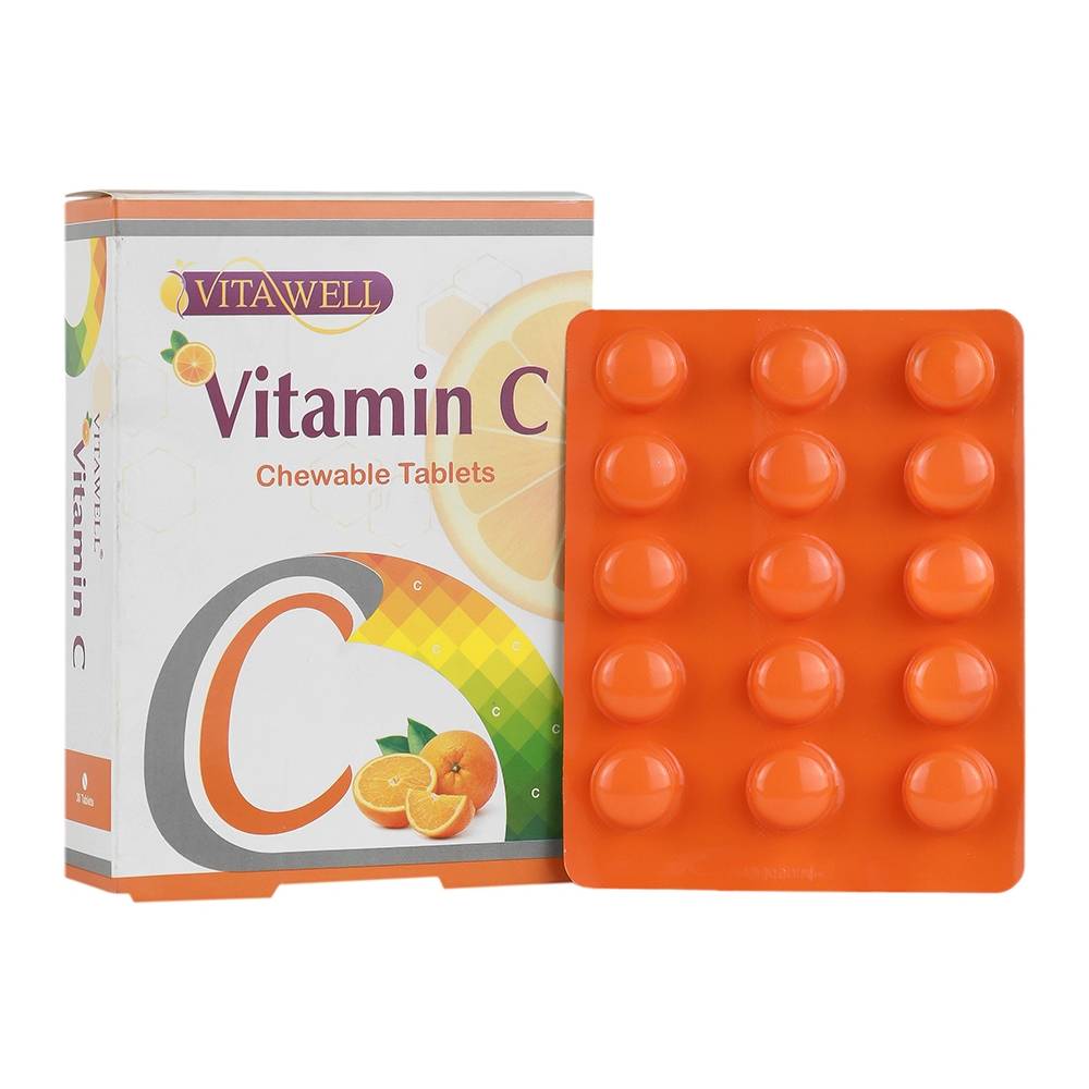 vitawell قرص ویتامین C طعم پرتقال ویتاول 30 عددی