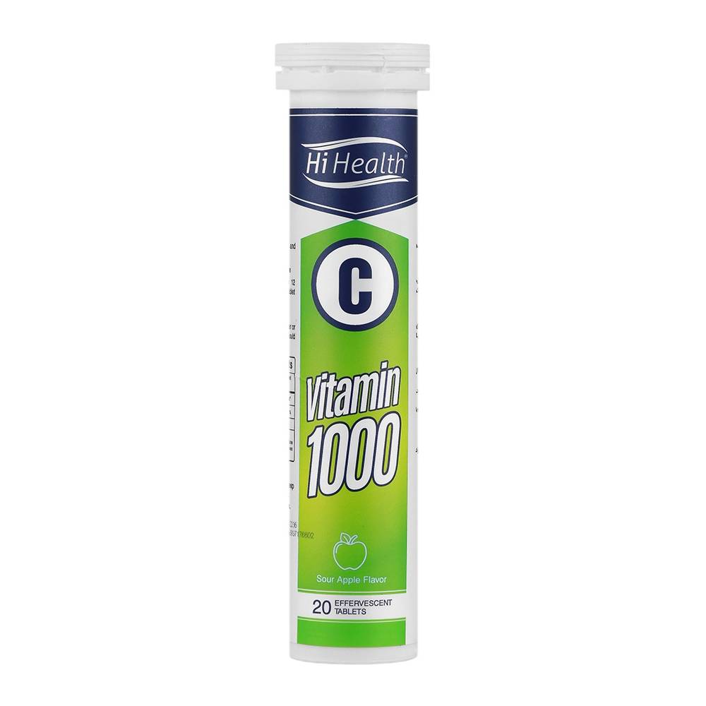Hi Health Sour apple قرص جوشان ویتامین C 1000 میلی گرم طعم سیب ترش های هلث 20 عددی