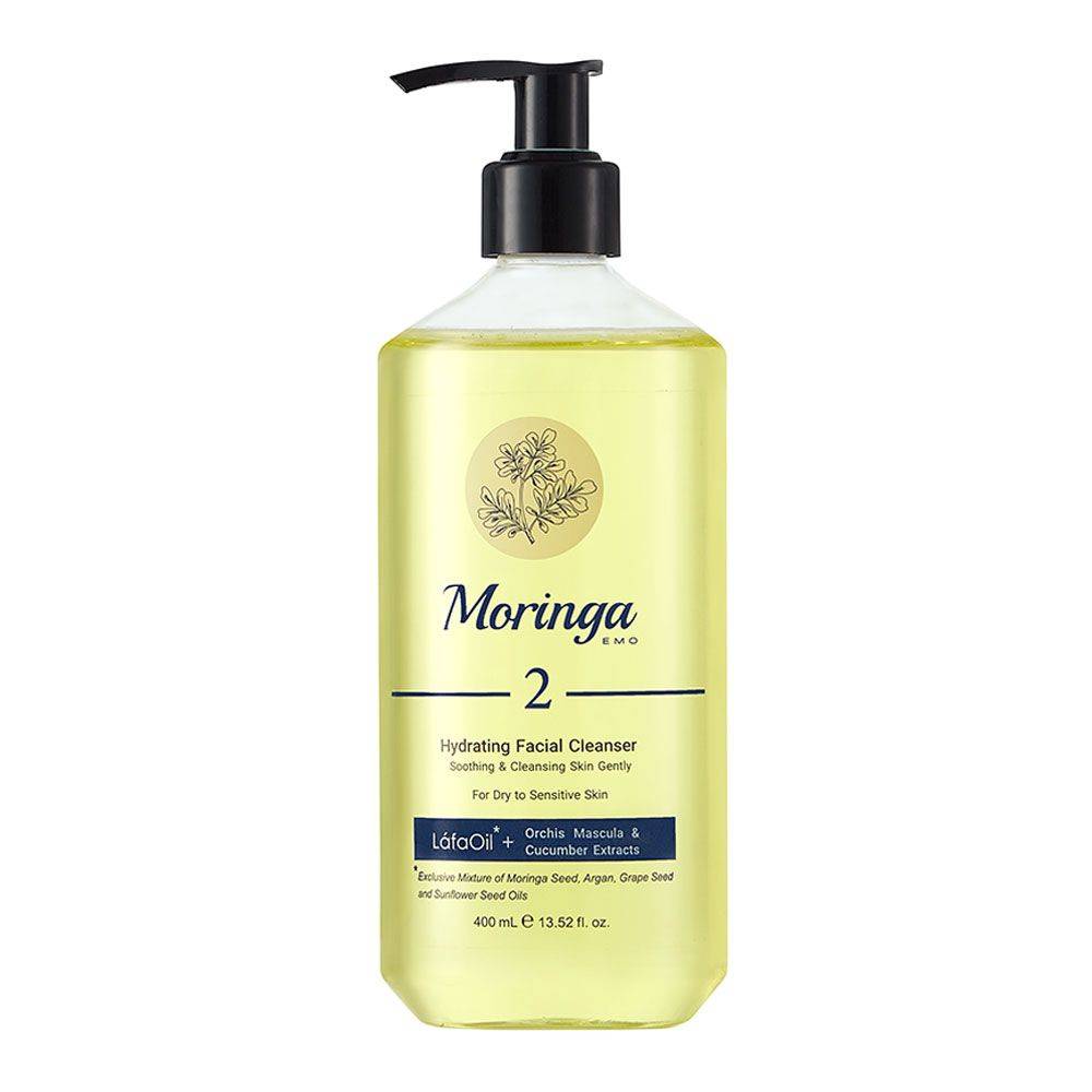 moringa emo 2 ژل شستشو و آبرسان 2 پوست خشک و حساس مورینگاامو 400 میلی لیتر