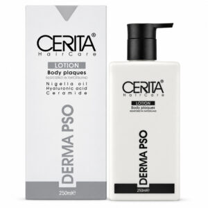 لوسیون بدن پسوریازیس سریتا Derma PSO حجم 250 میلی‌لیتر با روغن سیاهدانه و هیالورونیک اسید