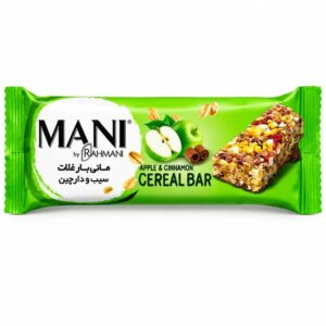 مانی بار غلات سیب و دارچین ۲۵ گرم - میان وعده سالم با جو دوسر، سیب خشک و دارچین