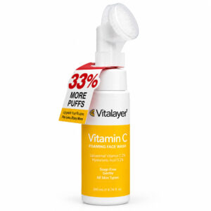 فوم شستشوی صورت ویتامین C ویتالیر 200 میلی‌لیتر با برس سیلیکونی