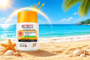 فلوئید ضدآفتاب بژ طبیعی سان‌ریچ بایوریچ SPF50 - مناسب پوست چرب و مستعد آکنه