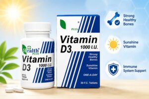 قرص ویتامین D3 هلث پلاس 1000 واحدی