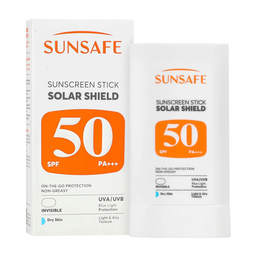ضدآفتاب استیکی سان سیف استیک ضد آفتاب SPF50 سولار شیلد مناسب پوست خشک سان سیف 20 گرم