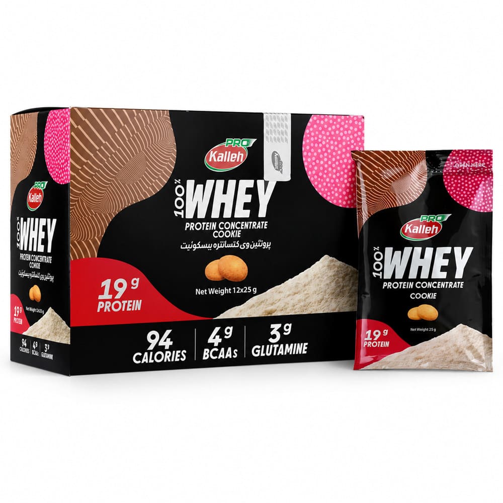 Kalleh Pro Whey Protein Concentrate Biscuit Flavor 12 Sachets پروتئین وی ساشه ای کاله پرو طعم بیسکوئیت 12 عددی